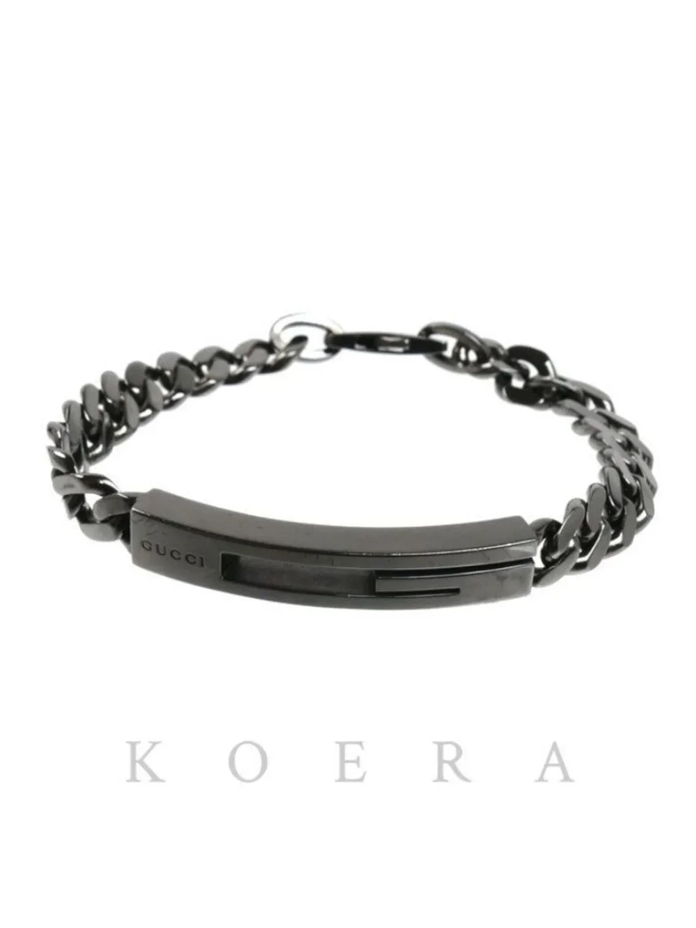 Gucci 925 Sterling Silver Cutout G Black Coating Bracelet 18